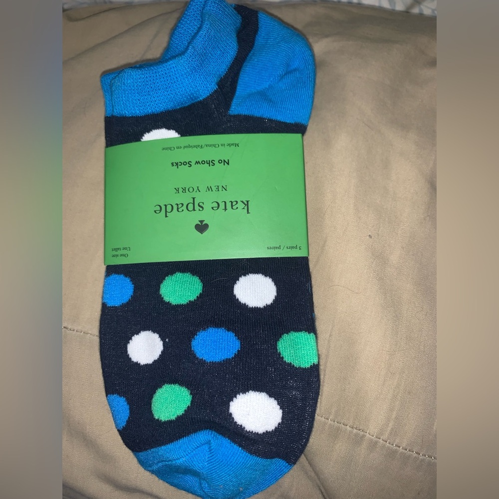 kate spade Polka Dot No Show Socks - Blue and Green
